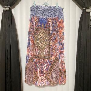 One World Aztec flare long skirt